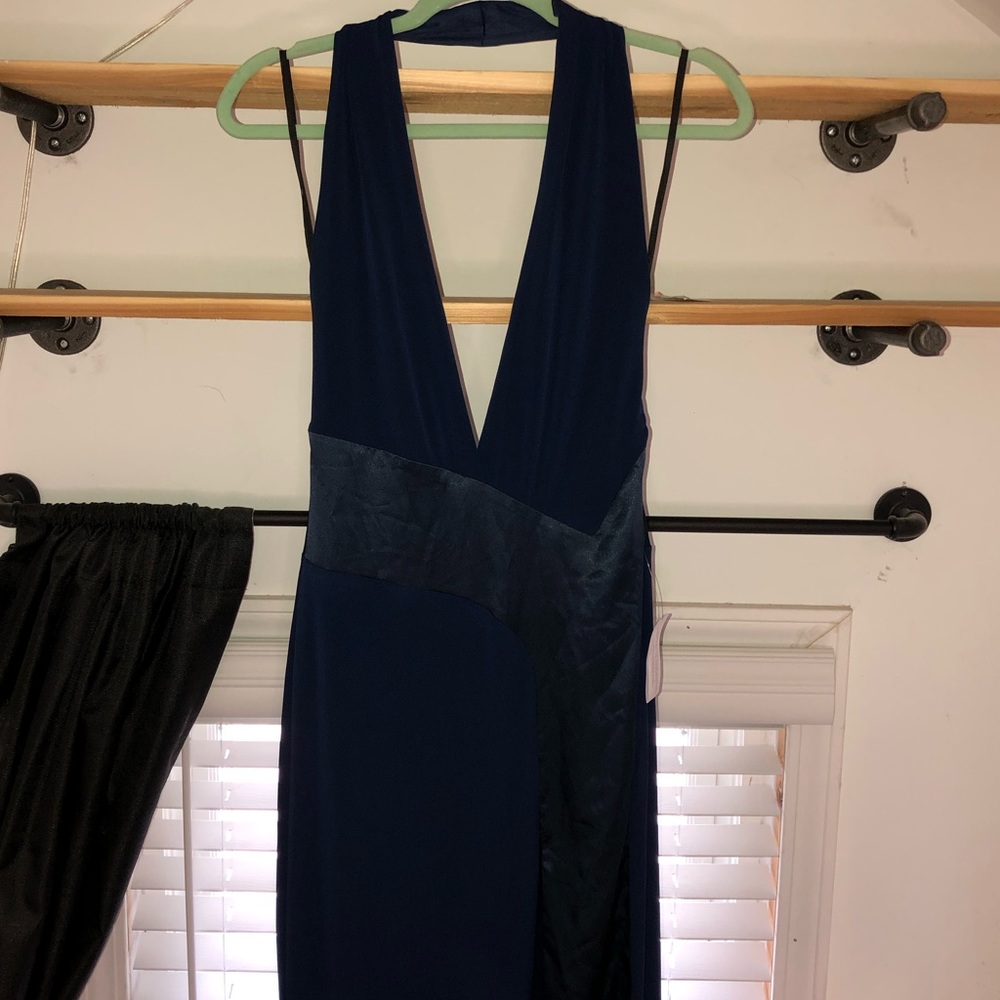 Navy Blue Low Cut Dress